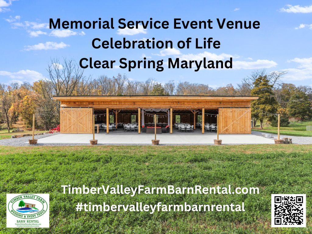 Finding a peaceful and respectful Memorial Service Venue Rental Clear Spring Maryland is a vital part of honoring a life well-lived. Timber Valley Farm Barn Rental in Clear Spring Maryland provides a serene sanctuary where families can gather in private to remember their loved ones. Timber Valley Farm can help with your Memorial Service by providing a quiet, natural backdrop that fosters reflection and comfort. As the Best Barn Rental in Washington County Maryland, we are dedicated to making this difficult time as seamless and respectful as possible.