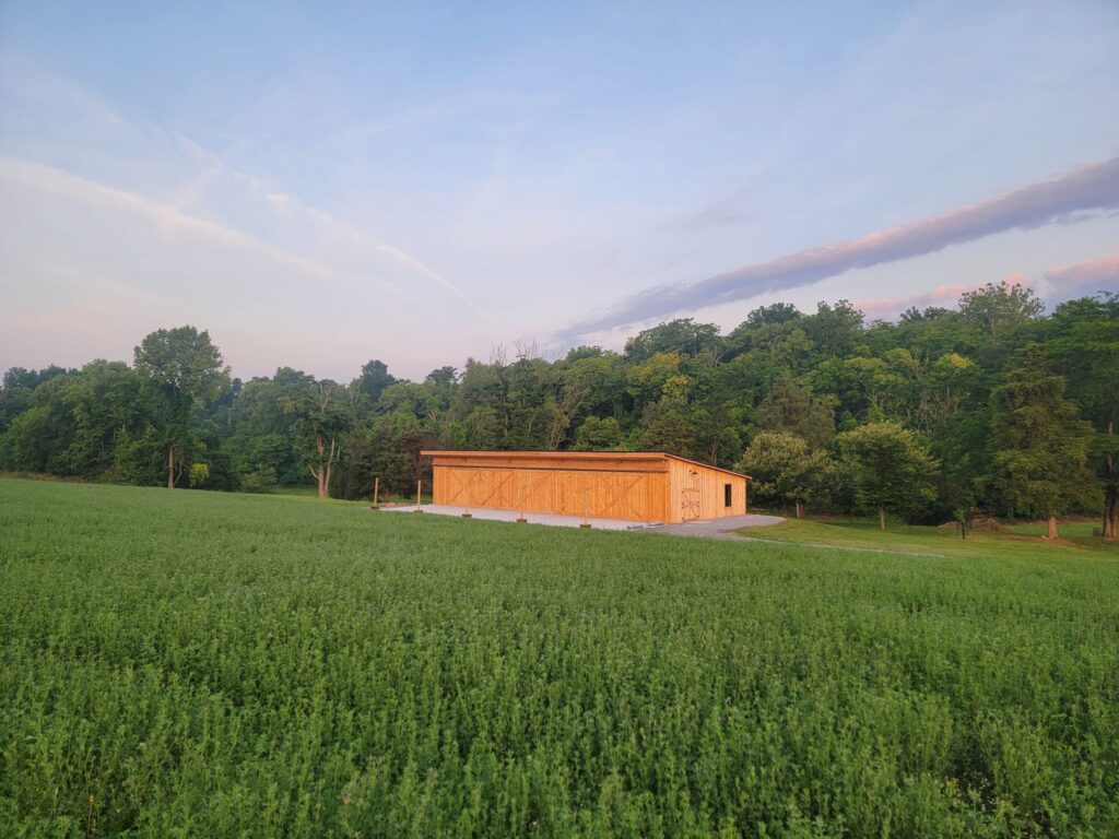 Early stage construction of our Custom Built Timber Farm Barn in Maryland.