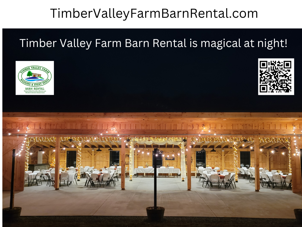 The Enchantment of a Nighttime Celebration
Choosing a Barn Venue Patio Clear Spring Maryland means embracing the natural transition of the day. As dusk falls, our 100-acre estate transforms. The timber frame beams, illuminated by warm lighting, create a “production line” of cozy, rustic elegance. At Timber Valley Farm Barn Rental Venue, the night air off the Potomac River brings a refreshing end to a day of celebration, making your reception feel like a private sanctuary under the Maryland stars.