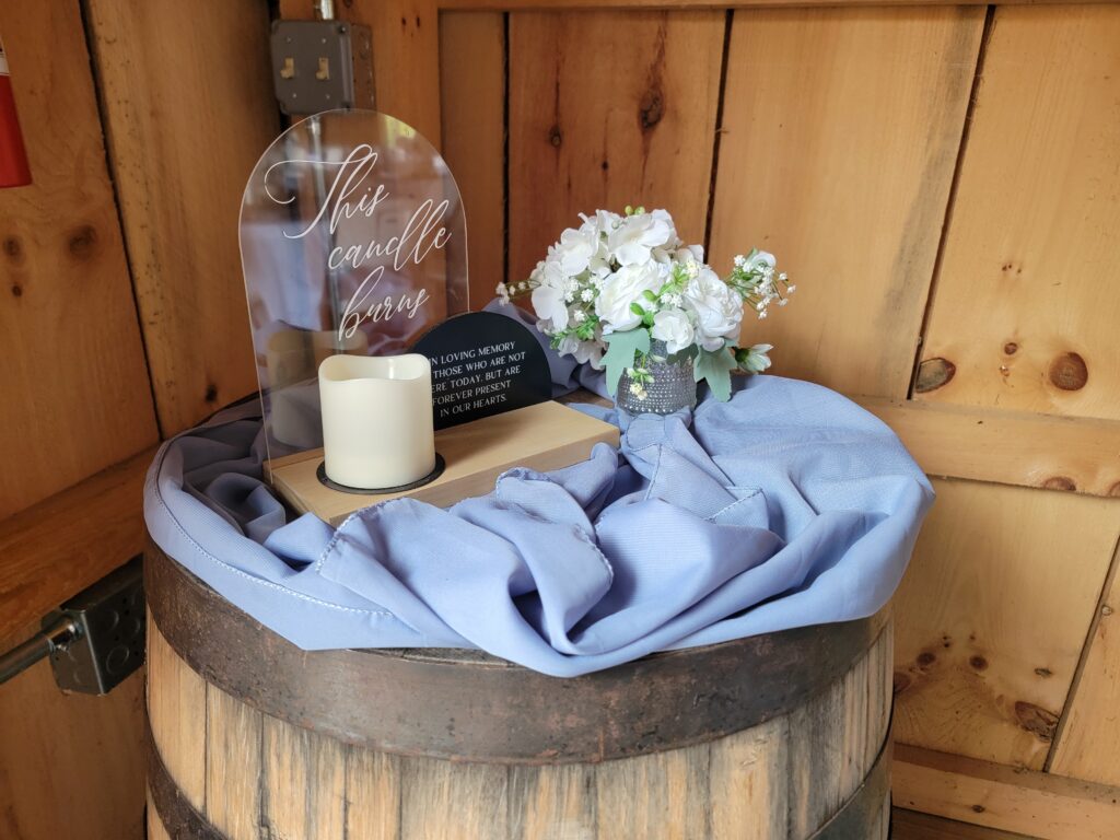 The atmosphere created by the historic setting and the tranquil farm life makes us the perfect Farm Wedding Venue Maryland. Unlike city venues, we offer expansive views and complete privacy for your celebration. The beautiful scenery extends seamlessly to our charming covered patio area. This valuable outdoor space is perfect for cocktail hour, offering your guests a chance to mingle while taking in the stunning views of our historic Farm Wedding Venue in Maryland.