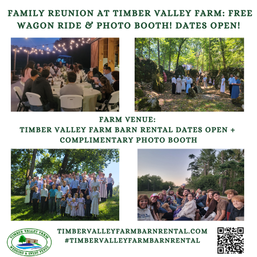 The perfect Family Reunion Event Venue in Clear Spring Maryland is Timber Valley Farm Barn Rental. Are you looking for a unique and memorable venue that offers space, privacy, and charm for your family reunion? Look no further than Timber Valley Farm Barn Rental! Our stunning 100-acre farm in Washington County, Maryland, is tailor-made for large family gatherings, providing an atmosphere where multiple generations can relax, reconnect, and create new memories.