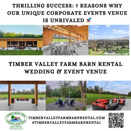 The Premier Product Launch Event Venue Maryland: Timber Valley Farm Barn Rental🛤️
Celebrate Your Launch in Style at Timber Valley Farm! Unveil your product in a setting as unique as your creation. Timber Valley Farm Barn Rental offers a stunning timber frame barn nestled amidst a peaceful Western Maryland countryside. Escape the ordinary office environment and create a memorable launch party surrounded by serene beauty.