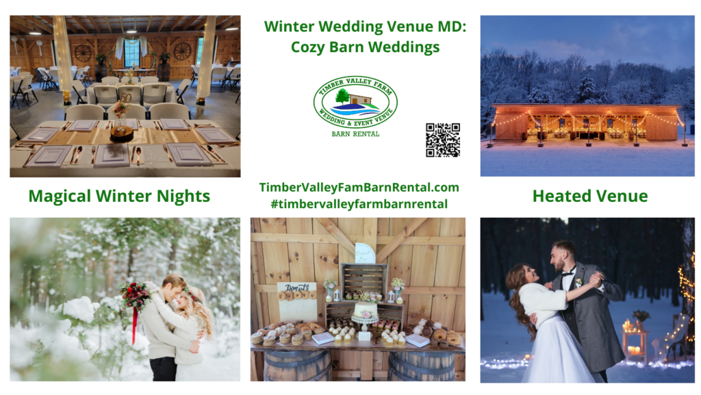 The enchantment of winter has arrived at Timber Valley Farm Barn Rental! Delicate snowflakes gently fall, transforming our picturesque haven into a serene winter wonderland. Twinkling festive decorations sparkle like diamonds against the tranquil backdrop, inviting you to immerse yourself in the magic of the season. Our barn is the perfect Winter Wonderland Barn Rental Maryland for creating unforgettable holiday memories.