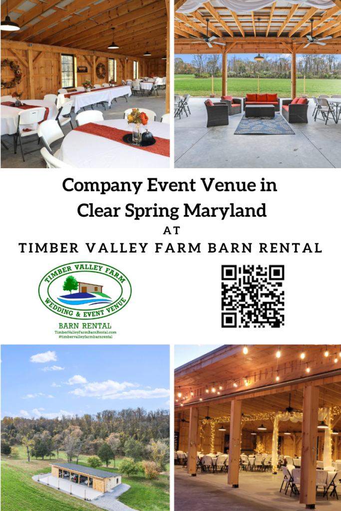 The Perfect Company Event Venue Clear Spring Maryland for Retreats and Team Building 💼
Company Event Venue Clear Spring MD—Create Unforgettable Moments at Timber Valley Farm Barn Rental, Maryland’s Hidden Gem. Imagine your next event bathed in the warm, natural light of a stunning timber frame barn, nestled amidst the tranquil beauty of Clear Spring, Maryland.