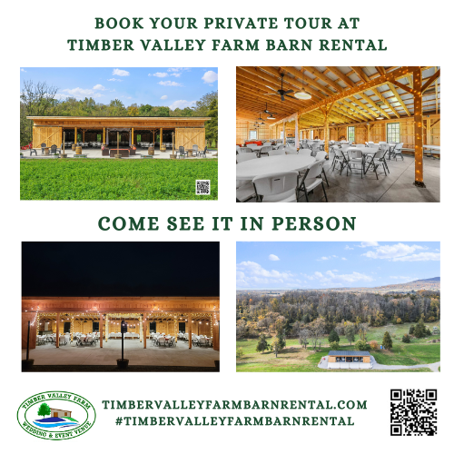Why Timber Valley Farm is Your Ideal Fundraiser Venue✨
Our magnificent 100-acre farm setting provides unique benefits for maximizing attendance and engagement at your charitable event:

1. Rustic Elegance & Ambiance in a New Barn
Our beautiful timber frame barn, which is only 2 years old, exudes rustic elegance, providing a warm and inviting atmosphere for your guests. The natural wood beams, high ceilings, and charming details create a unique ambiance that will impress and delight. Imagine twinkling lights, elegant décor, and the sounds of laughter filling our spacious fundraiser venue—the perfect setting for a successful gala, auction, or dinner.