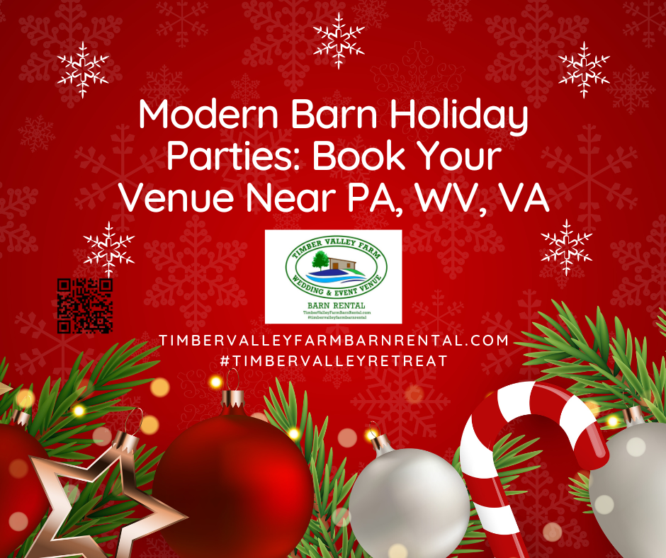 Why Timber Valley Farm is the Perfect Corporate Place:
Hosting a holiday event requires the perfect blend of elegance, space, and comfort. Our venue delivers on every count:

Atmosphere & Elegance: Our beautiful two-year-old timber frame barn offers a unique, stunning backdrop. Forget a “restored” barn; ours is pristine and modern. Think twinkling lights, soaring vaulted wooden ceilings, and that perfect cozy-meets-elegant vibe that requires minimal decoration to feel festive.
Climate-Controlled Comfort: As a premier corporate Christmas party barn venue Maryland, we guarantee comfort. Our facility is fully climate-controlled, ensuring that regardless of the chilly December weather outside, your guests will be perfectly warm inside for mingling, dining, and dancing.
