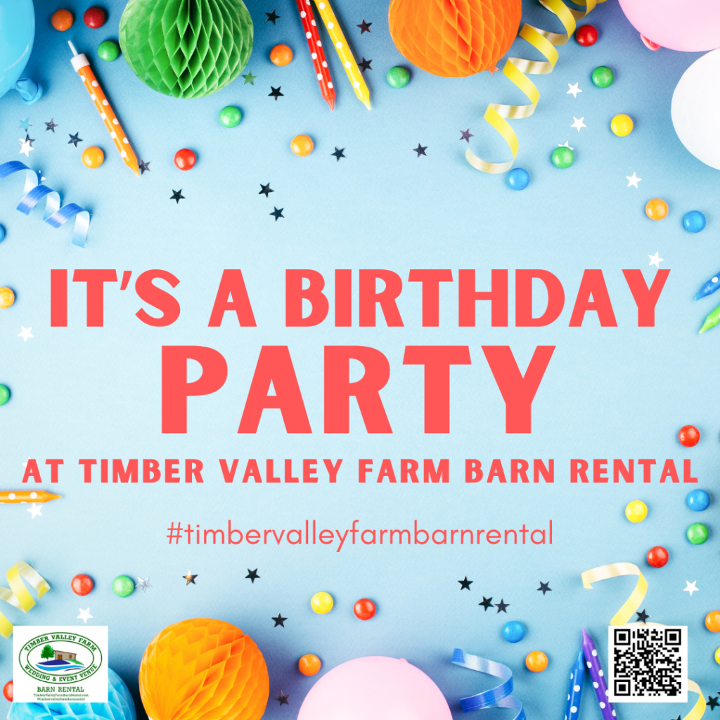 Forget standard party rooms. Your next birthday deserves an unforgettable experience at Timber Valley Farm Barn Rental! If you’re searching for a unique Timber Barn Birthday Venue Rental PA WV VA, we offer the perfect solution that combines rustic charm with modern convenience.

Our stunning, brand-new timber frame barn (just 2 years old!) offers the perfect blend of rustic elegance and dreamy romance. Whether you’re planning a Sweet Sixteen, a milestone 50th, or anything in between, we provide the ultimate backdrop for celebration for guests across Pennsylvania (PA), West Virginia (WV), and Virginia (VA).