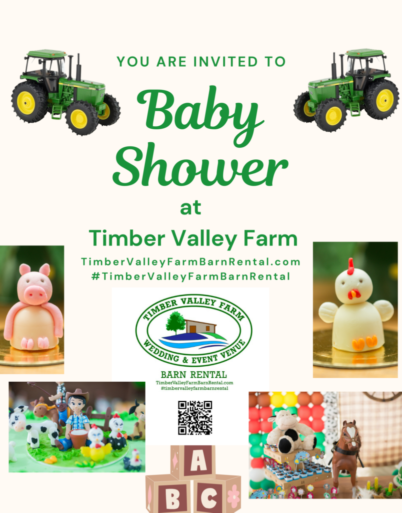 Dream Baby Shower – Planning a baby shower is an exciting, joyful task! You deserve a venue that is as charming, comfortable, and picture-perfect as this moment in your life. Forget impersonal event spaces—welcome the newest member of the family in the warm, inviting atmosphere of Timber Valley Farm Barn Rental!

We provide a beautiful, modern setting that makes hosting effortless and the memories unforgettable.