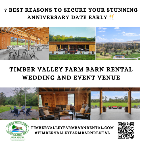 Secure your stunning anniversary at Timber Valley Farm Barn Rental. Book your Wedding Anniversary Venue in Clear Spring early for an elegant celebration!