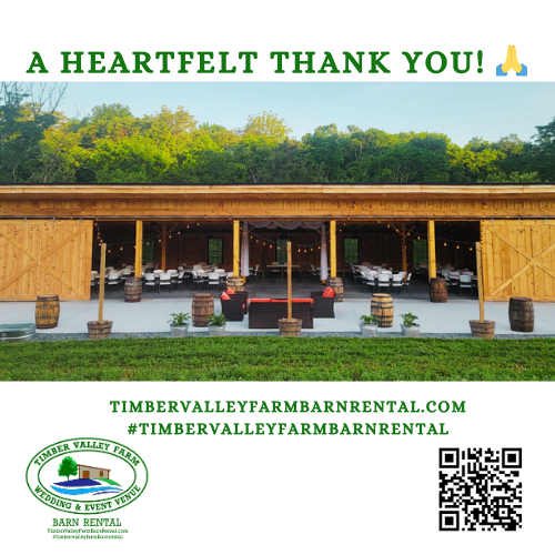 Supporting a Dream: Thank You for Choosing Our Family Business 👨‍👩‍👧‍👦
As you look for the perfect Unique Corporate Events Venue, we know you have many choices. That is why we want to take a moment to express our deepest gratitude for considering Timber Valley Farm Barn Rental.

When you book an event with us, you aren't just renting a barn; you are supporting a small, family-owned business. This farm is our passion, and we have poured our hearts into creating a space where memories are made and legacies are honored. We take immense pride in being an official production of Timber Valley Farm Barn Rental for Timber Valley Farm Barn Rental.