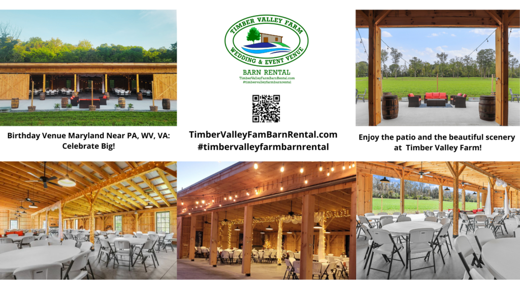 12 Breathtaking Amenities at Our Birthday Celebration Venue Maryland 🎂✨
Finding the perfect Birthday Celebration Venue Maryland is about more than just finding a room; it’s about discovering a destination that offers a "green" and vibrant atmosphere for your milestone moments. At Timber Valley Farm Barn Rental, we believe your birthday should be a legendary event. Nestled on our 100-acre private estate in Clear Spring, we provide a breathtaking backdrop that combines rustic charm with modern amenities designed to make every guest feel like a VIP. 🌿🎈