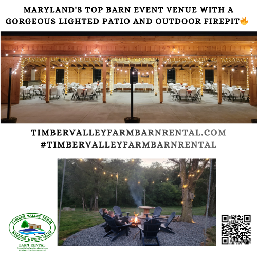 Autumn Wedding Venue Maryland Farm - Barn Rental near PA WV VA - Section 4: The Concrete Patio – Your Outdoor Living Room 🛋️
Our expansive concrete patio is the heart of the outdoor social experience. Unlike gravel or grass surfaces that can be difficult for guests in heels, our smooth, level concrete patio provides a stable and clean environment for your cocktail hour, first dance, or late-night lounge area. We have curated this space with comfortable red-cushioned seating and whiskey barrel accents to create an inviting, "living room" atmosphere under the vast Maryland sky.

In October, the patio becomes a prime location for guests to gather. We have integrated Govee lighting to provide a warm, festive glow as the sun sets. The patio offers a seamless transition from the grandeur of the barn to the natural beauty of our 100 acres. It is the perfect spot to watch the sun dip below the trees while staying connected to the energy of the reception inside. 🌌
