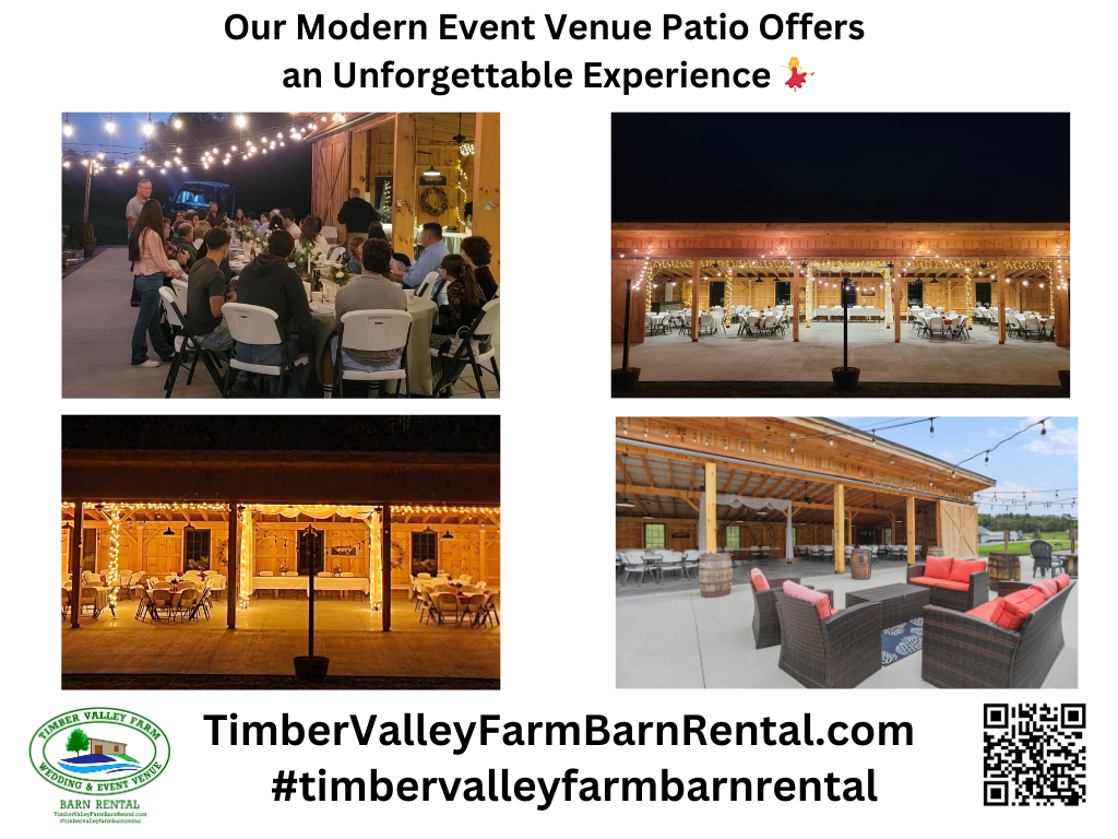 4. The Spectacular Concrete Patio: A Modern Asset 🥂
A stunning fundraising event venue benefits from having multiple "zones" to keep guests engaged. Our professional concrete patio is a major asset for event planners. This area is perfect for creating a secondary atmosphere that complements the main event inside the barn.

A VIP Cocktail Hour: Greet your top-tier donors with a glass of local wine as they arrive.

Live Entertainment: Set up a string quartet or a local band on the patio.

Fresh Air Retreat: Give your guests a place to step outside and admire the panoramic 100-acre views.

The concrete patio provides a stable, clean surface for tables and chairs, ensuring that even in an outdoor setting, the professional feel of your fundraiser is maintained.