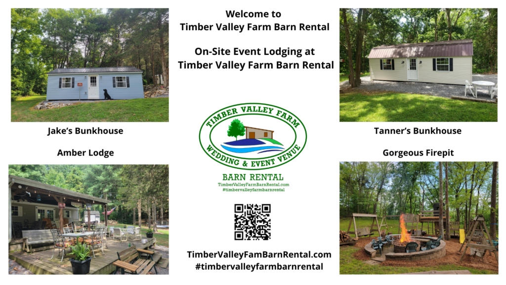 Lodging Details: A “Home Away from Home” Experience

One of the defining features of Timber Valley Farm Barn Rental and Barn Rental Western Maryland and Venue and Onsite Lodging is its commitment to hospitality—not just for a single evening, but for the entire duration of your event. This is where the venue and onsite lodging truly shine, with three distinct cabins designed to welcome, comfort, and delight.