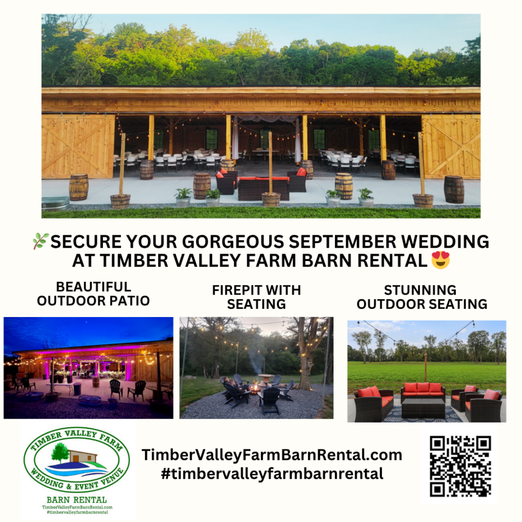 Secure Your Gorgeous September Wedding at Timber Valley Farm Barn Rental 😍
Are you looking for the perfect setting to say "I do" during the most desirable month of the entire autumn season? Planning a wedding is an incredible journey filled with excitement, and choosing the right time of year sets the foundation for your lifelong memories. Autumn remains a universally beloved timeframe for couples to tie the knot, offering comfortable temperatures, crisp breezes, and a stunning transformation of the natural landscape. At Timber Valley Farm Barn Rental, we are thrilled to announce rare weekend availability for couples searching for a premier September wedding venue to host their upcoming milestone celebration.