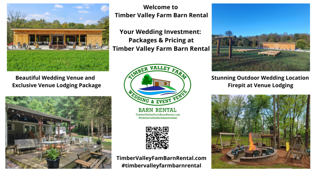 Professional Investment Guide: Wedding and Event Venue Pricing in Maryland

Choosing your wedding venue is not simply about finding a space—it’s about investing in your memories, your guest experience, and the peace of mind that comes with professional care. At Timber Valley Farm Barn Rental, we believe barn wedding venue pricing should reflect both transparency and true value. Our Maryland barn wedding packages are designed to offer clarity, flexibility, and a level of stewardship that sets us apart.