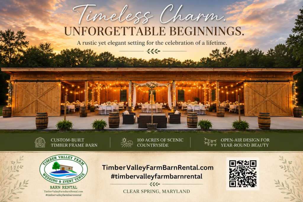 If you are wondering why so many couples are choosing a Timber Frame Barn Wedding Venue for their special day, here are seven reasons that continue to make Timber Valley Farm Barn Rental one of the most unique wedding destinations in Western Maryland.