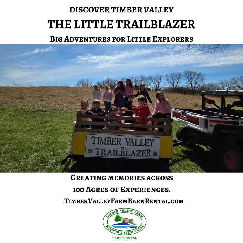 Children enjoying the Little Trailblazer at Timber Valley Farm Barn Rental, where big adventures begin for little explorers across 100 Acres of Experiences.