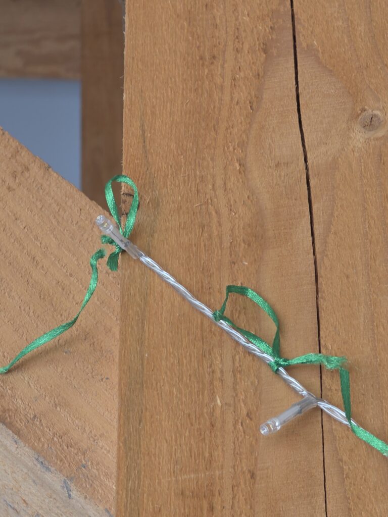 Do not tie any ribbons or rope to any string lights at Timber Valley farm Barn Rental.