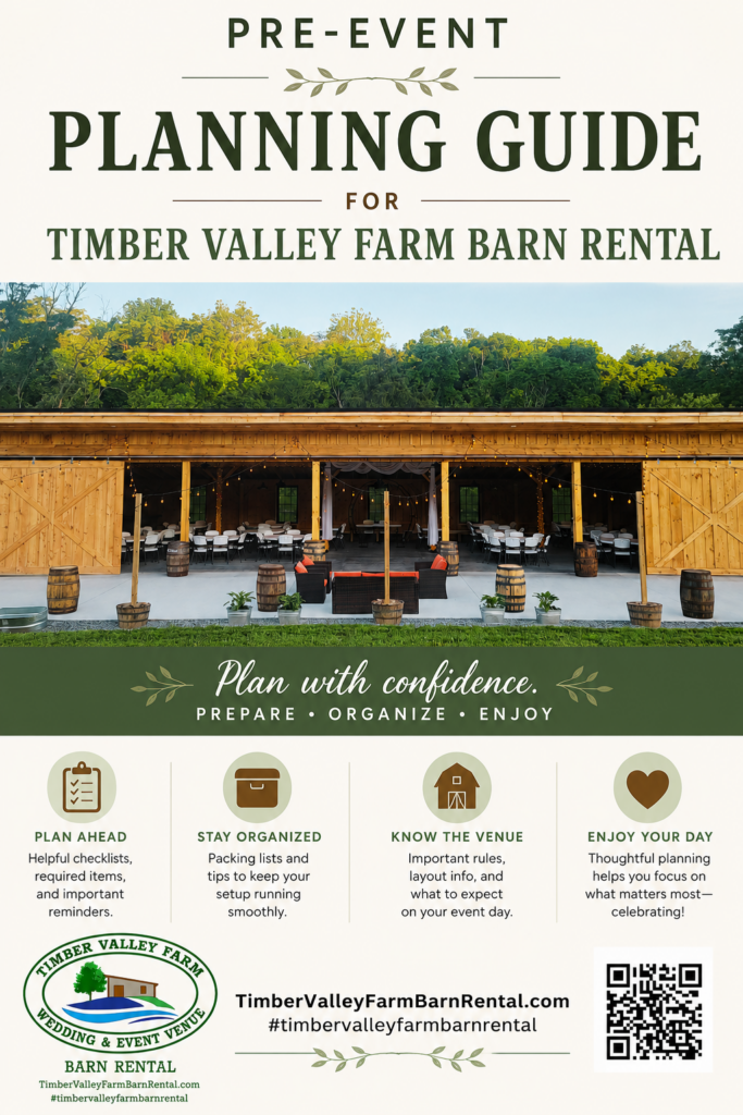 10 Expert Steps: The Ultimate Rustic Barn Wedding Planning Checklist
Planning a milestone celebration is an exhilarating journey, and at Timber Valley Farm Barn Rental, we are dedicated to ensuring every detail aligns with your vision. Whether you are hosting an intimate gathering or a grand celebration, having a structured plan is the secret to a stress-free experience. This guide will help you navigate Rustic Barn Wedding Planning by providing an essential Outdoor Event Venue Checklist to keep you organized from start to finish.
