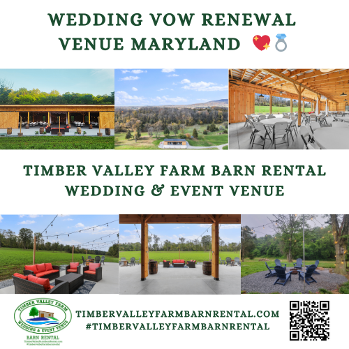 The natural beauty of our farm provides a serene, picturesque environment where you can focus entirely on one another. Whether you are looking for an intimate gathering or a grand celebration, our barn offers the versatility to make your day truly your own. 🌿 Timber Valley Farm Barn Rental, Rustic vow renewal in Maryland and Rustic barn wedding venue is in Western Maryland near, PA, WV, DC and VA.