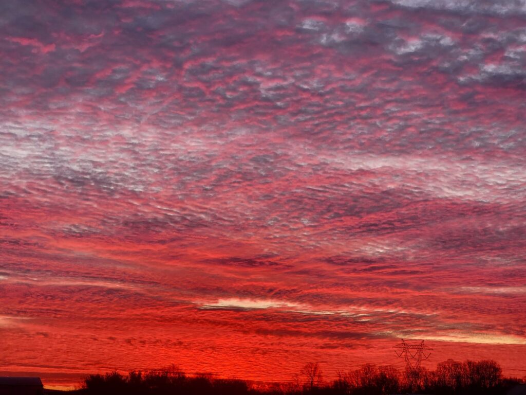 A gorgeous sunrise at Timber Valley Farm Barn Rental to start our new day.