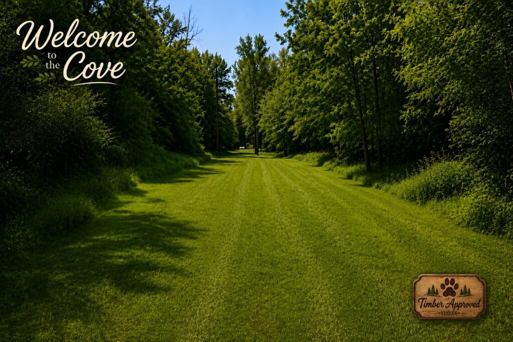 The Cove woodland entrance during a Private Wedding Venue Tour at Timber Valley Farm Barn Rental in Clear Spring, Maryland.
