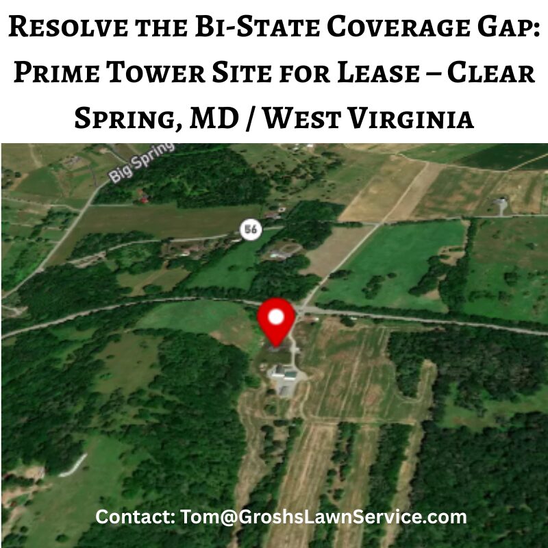 Cell Tower Lease Clear Spring MD showing elevated terrain with excellent line-of-sight potential for wireless infrastructure.