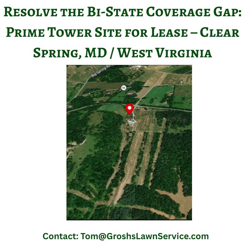 Cell Tower Site for Lease Maryland overlooking Western Maryland from the elevated ridge at 1273 Big Pool Road.