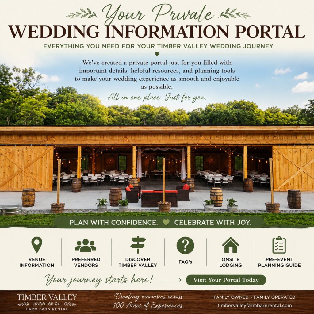 Private Wedding Information Portal Timber Valley Farm Barn Rental